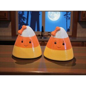 New Girl W/ Bow Candy Corn Halloween Salt & Pepper Shakers Salt N Pepper Decor